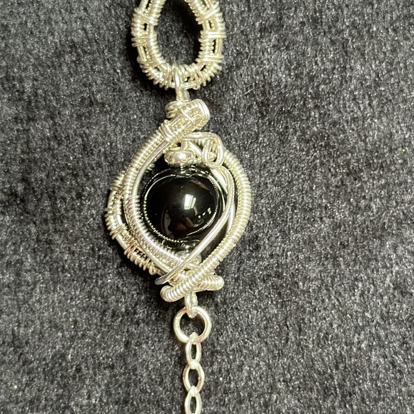 Black Onyx Sterling Silver Necklace-Unique Handcrafted Onyx Sterling Necklace - Picture 6 of 10